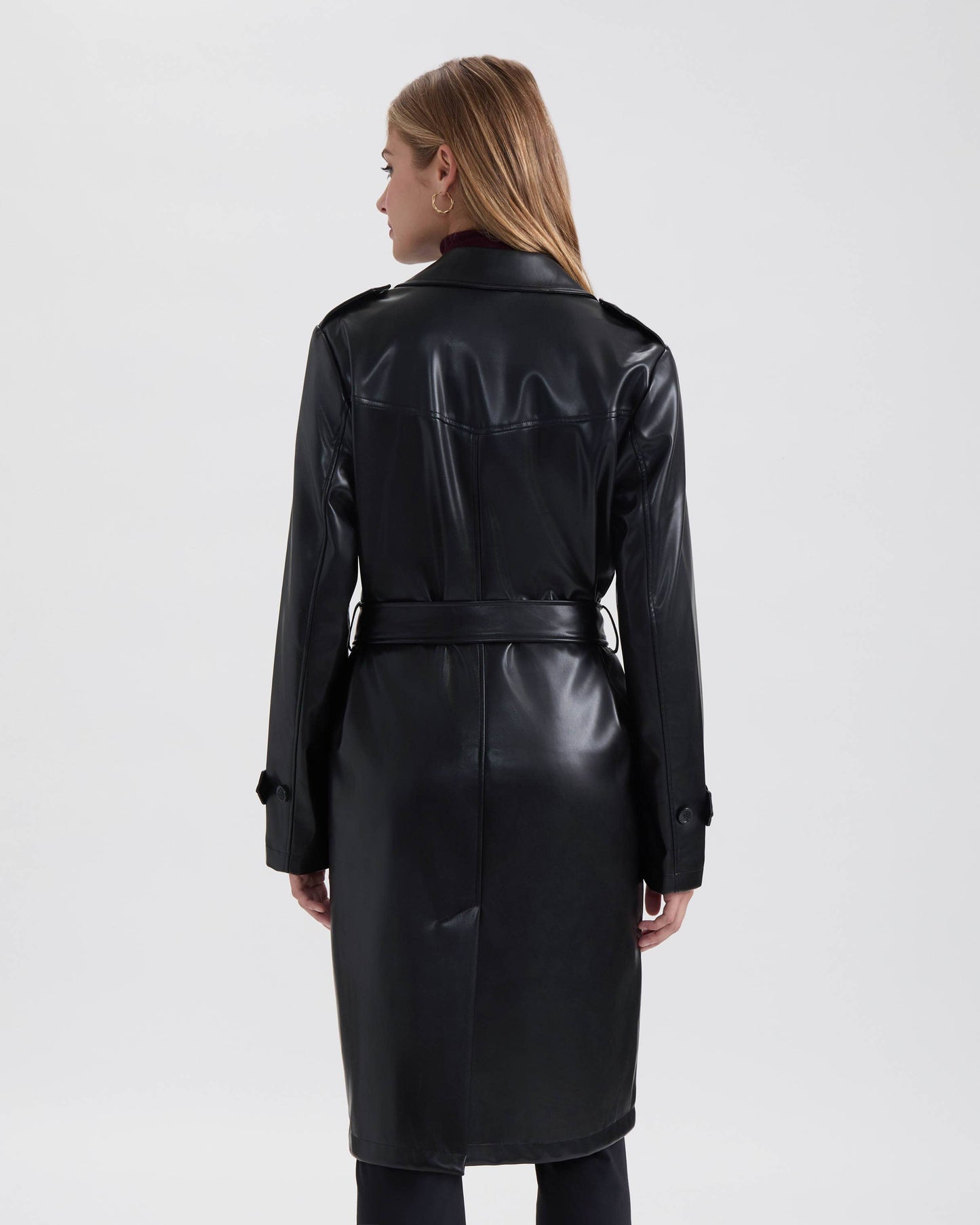 Vegan Leather Belted Trench