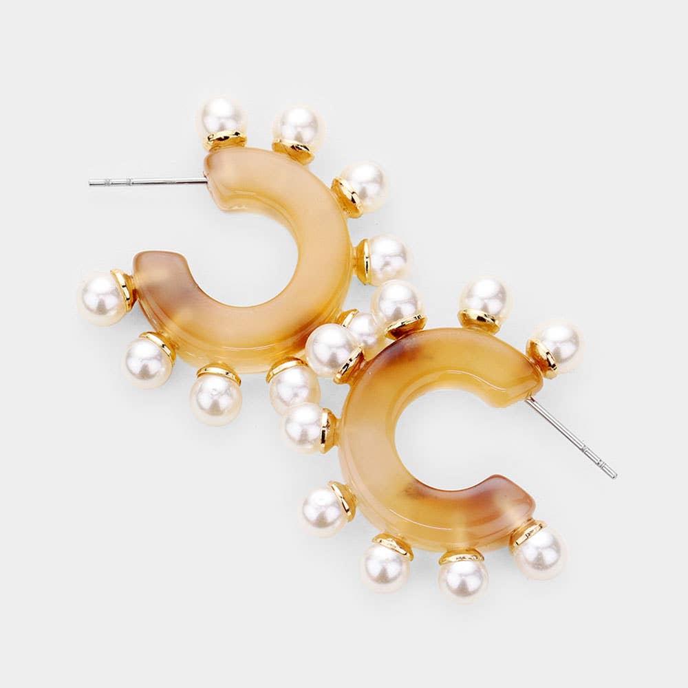 Half Hoop Pearl Earrings