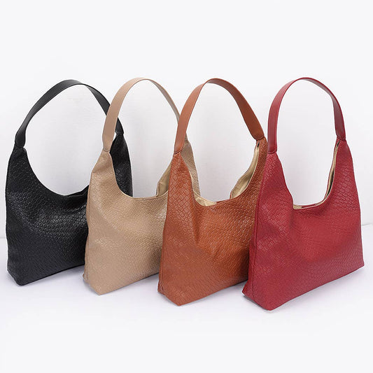 Embossed Faux Leather Shoulder Bag