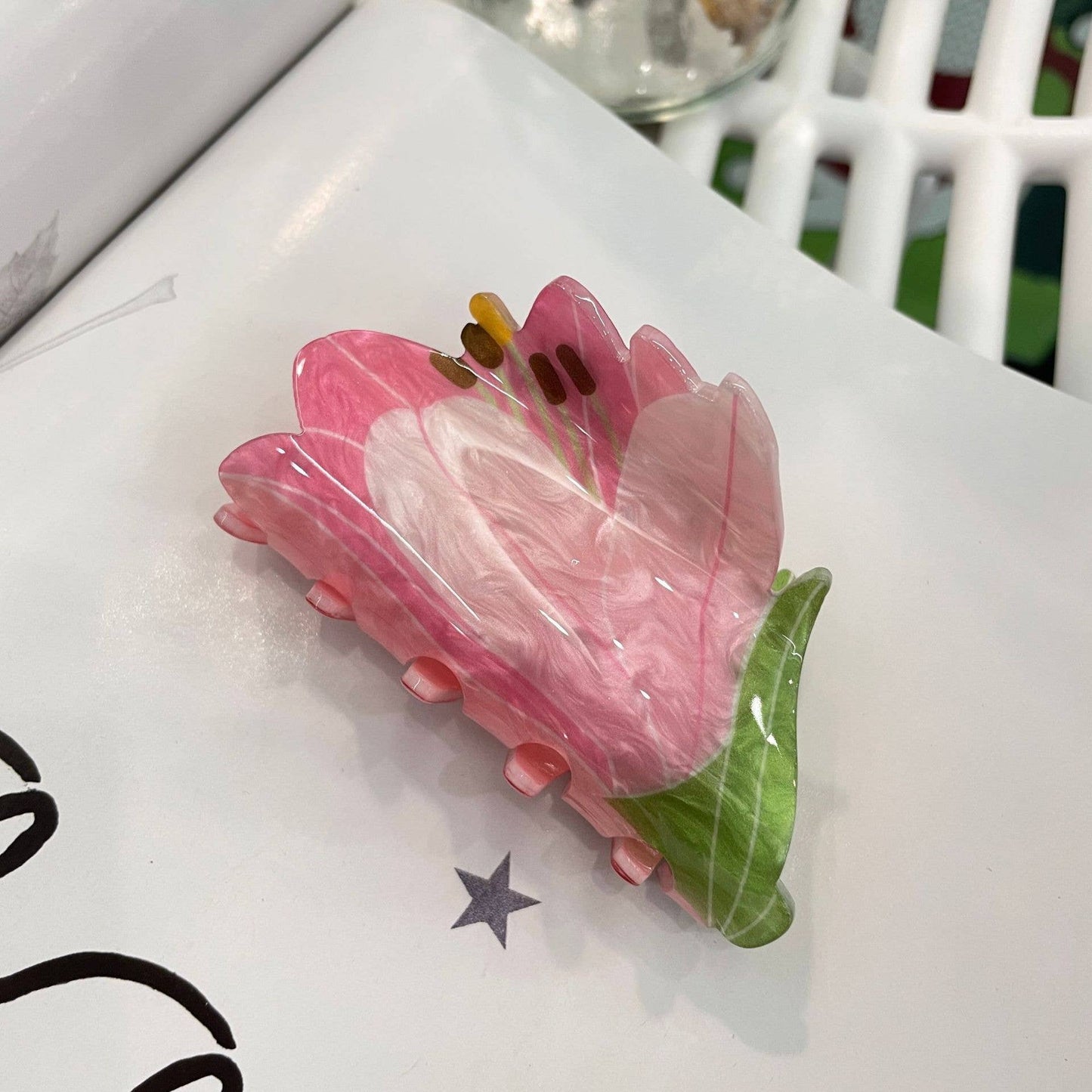 Dopamine-Style Floral Hair Clip Holiday Hair Accessory