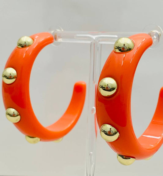 Orange Acrylic Hoop Earrings