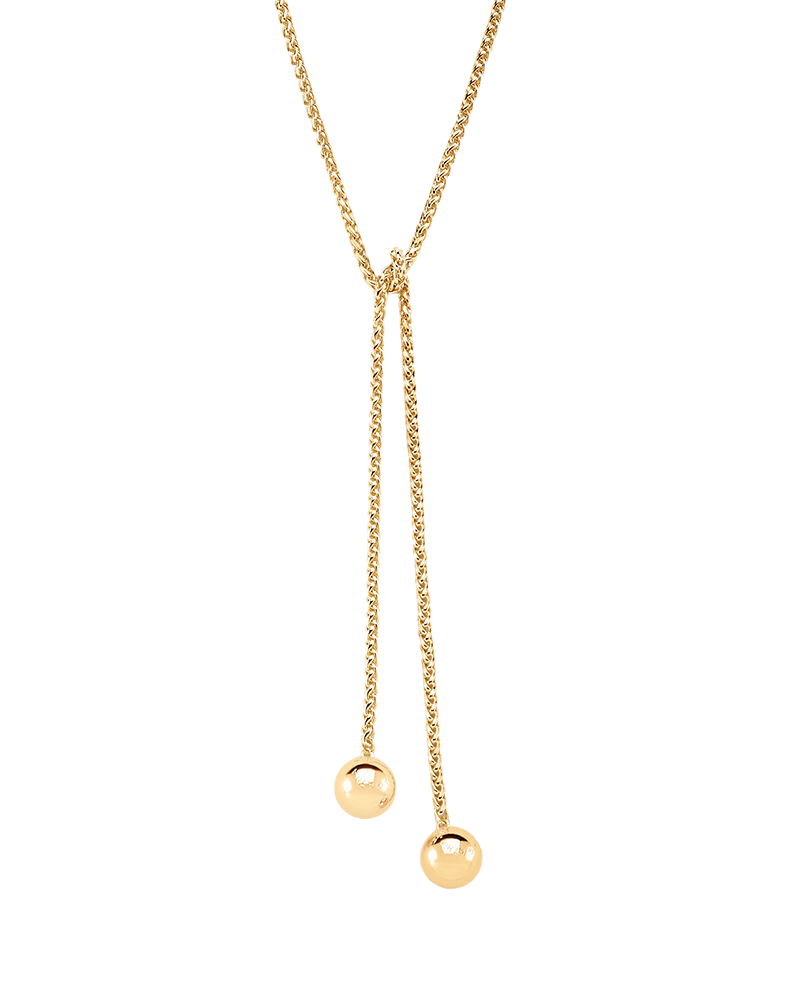 Audrey Lariat Rope Tassel Ball Chain Wrap Steel Necklace