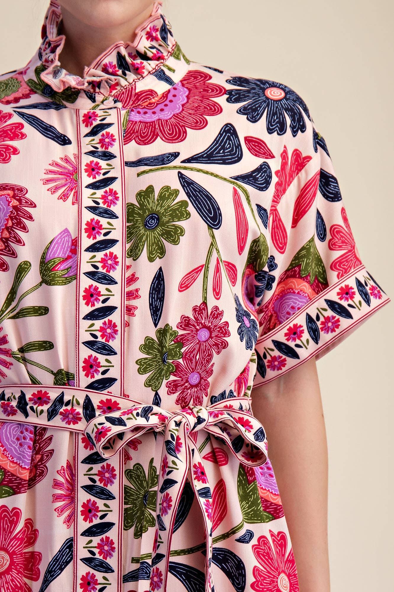 Waist Tie Belt Floral Midi