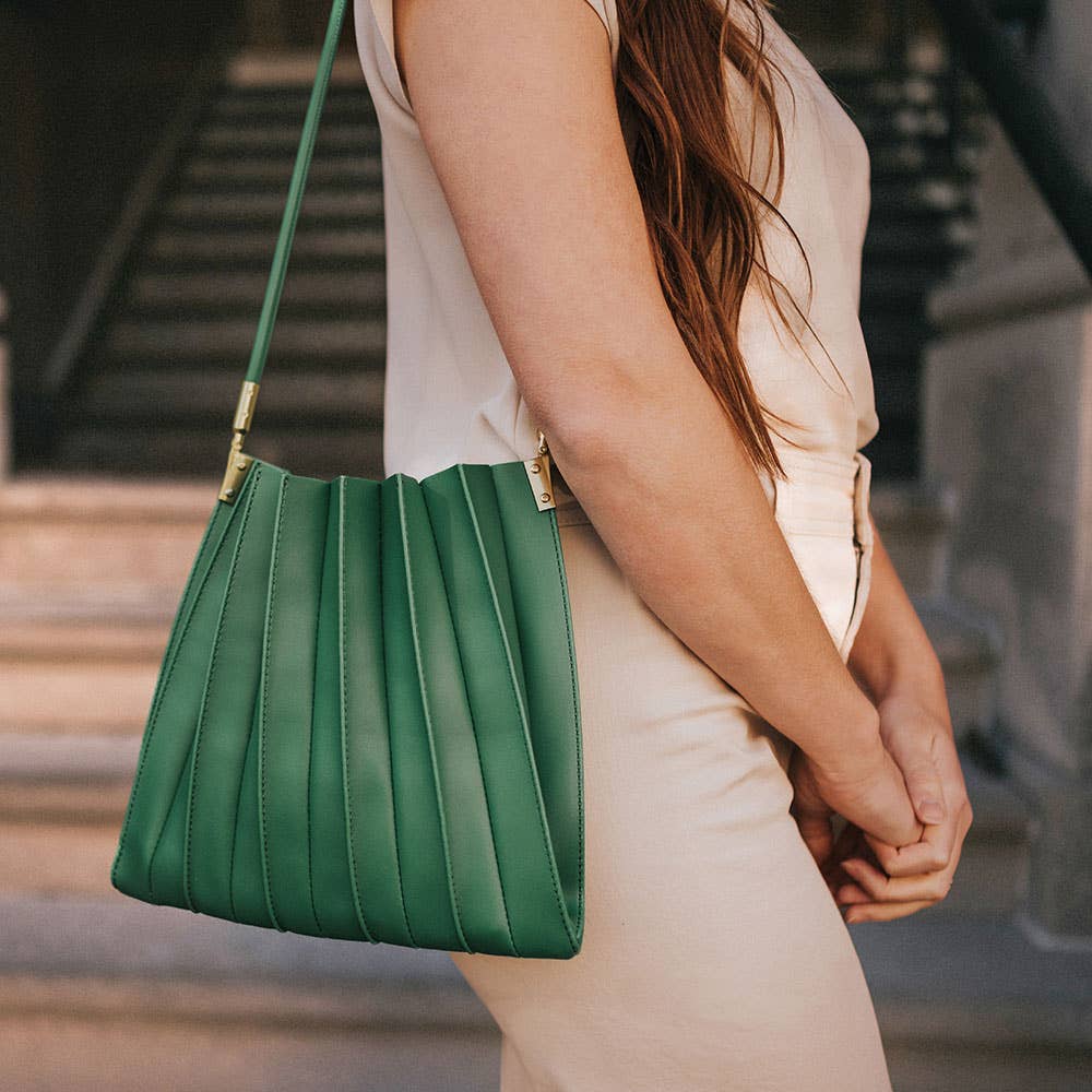 Carrie Ivory Pleated Vegan Shoulder Bag