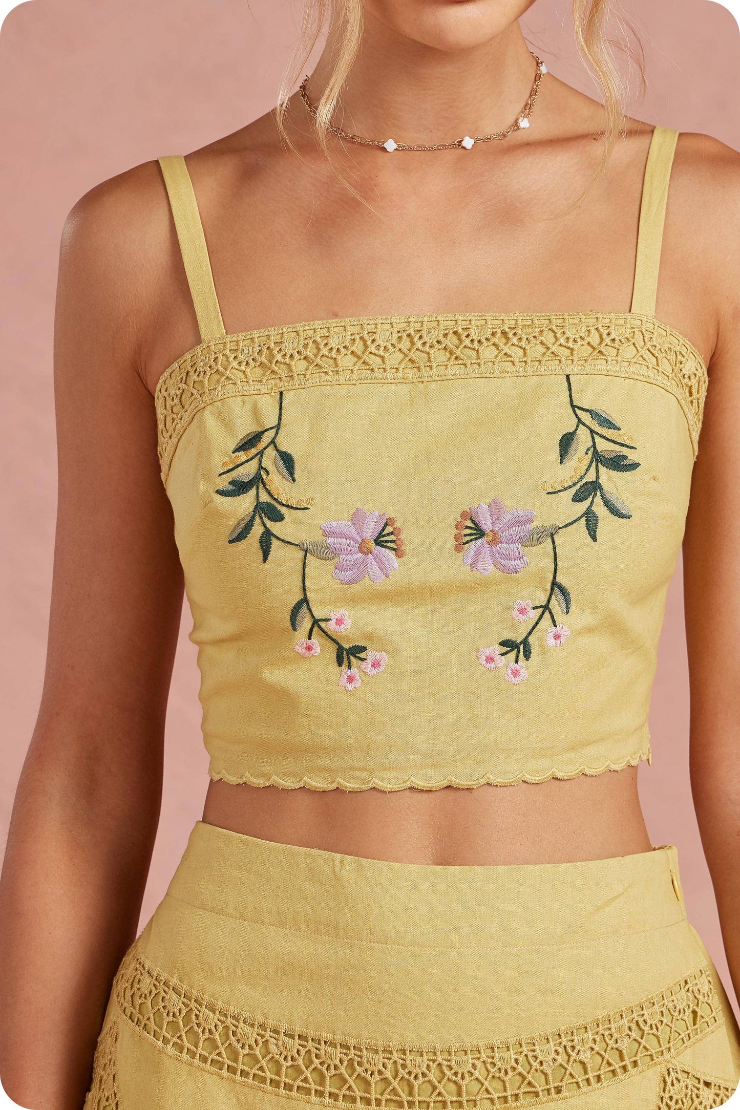Embroidered Floral Lace Detail  Set