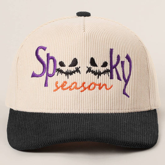 Spooky Season Embroidery Corduroy Baseball Cap