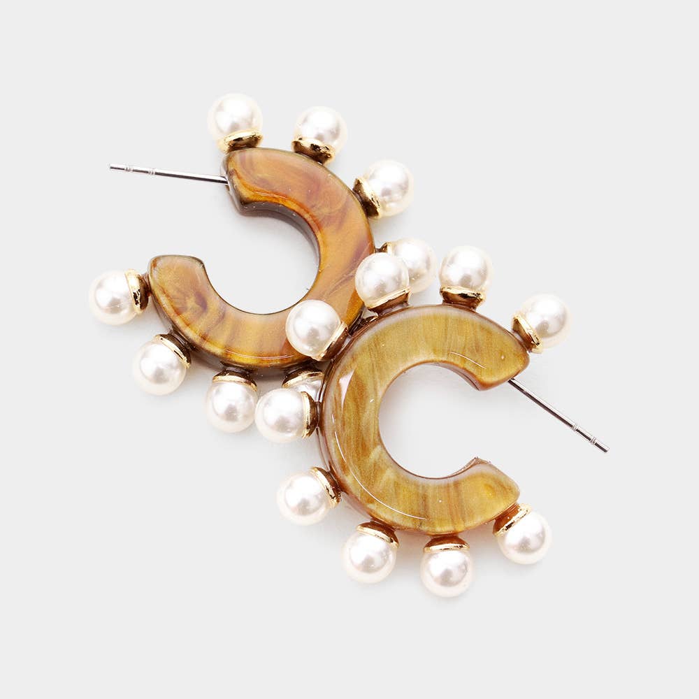 Half Hoop Pearl Earrings