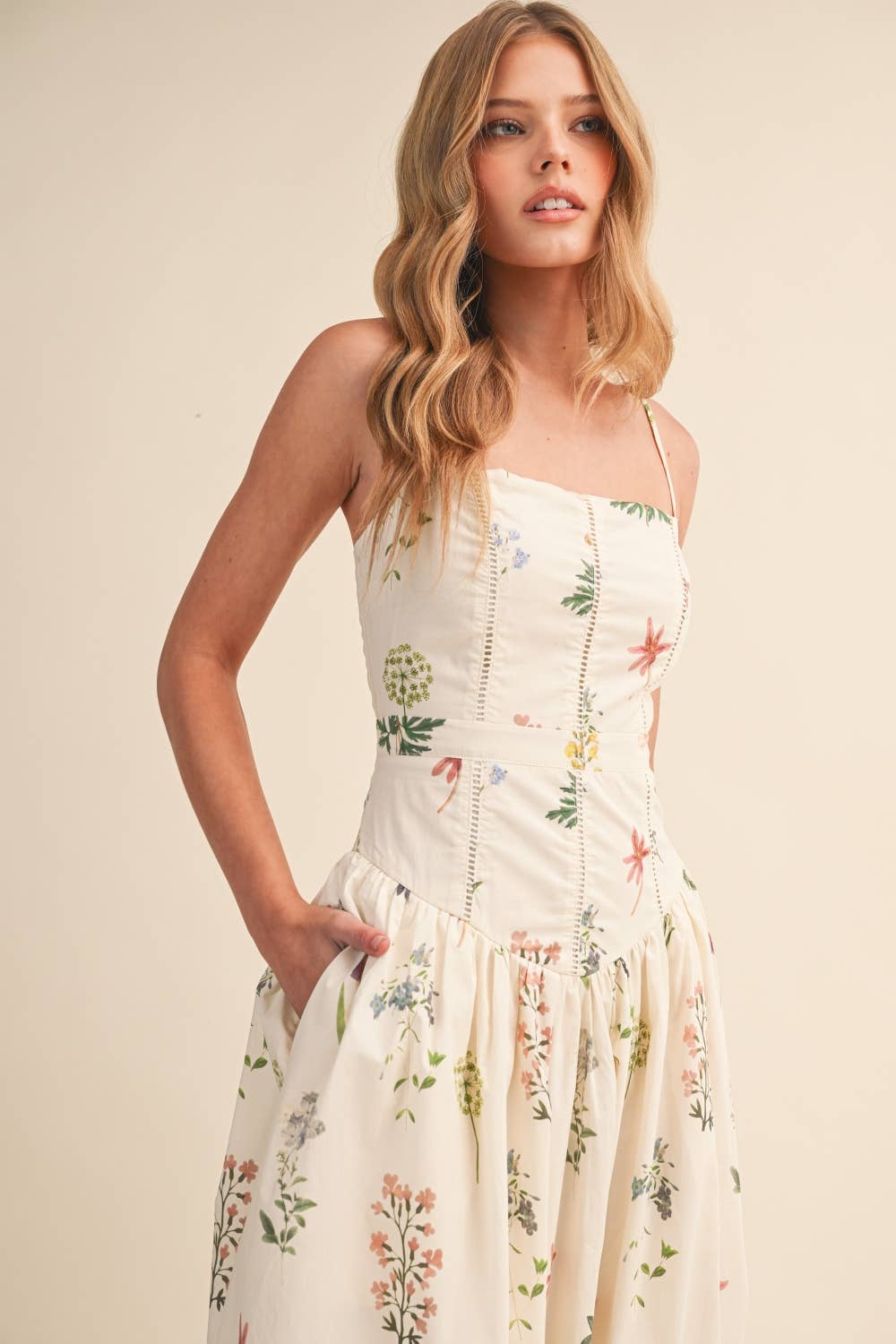 FLORAL PRINTED DROP WAIST MAXI