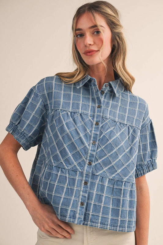 CHECKERED DENIM TOP