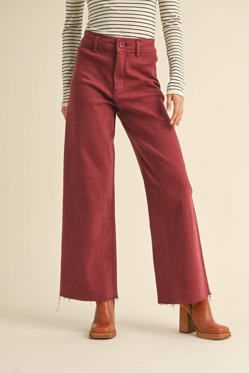 Maroon Wide Leg Jeans
