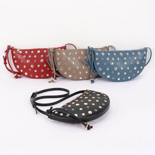 Half - Moon Crossbody with Studs