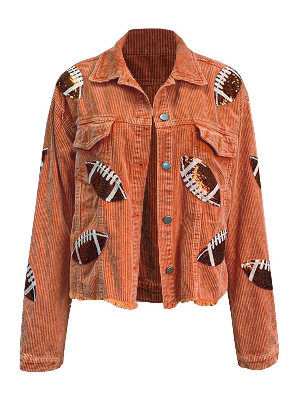 Game Day Football Sequin Patch Corduroy Jacket