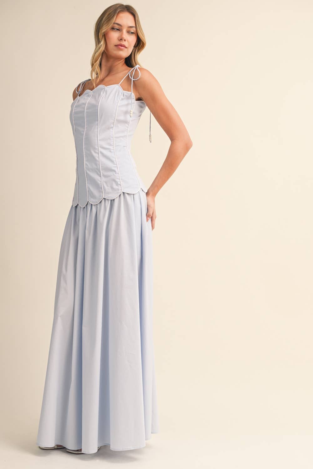 SCALLOPED EDGE TOP &MAXI SKIRT