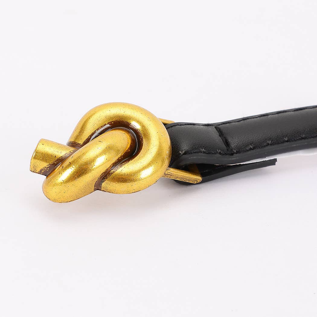 Metal Buckle Faux Leather Belt