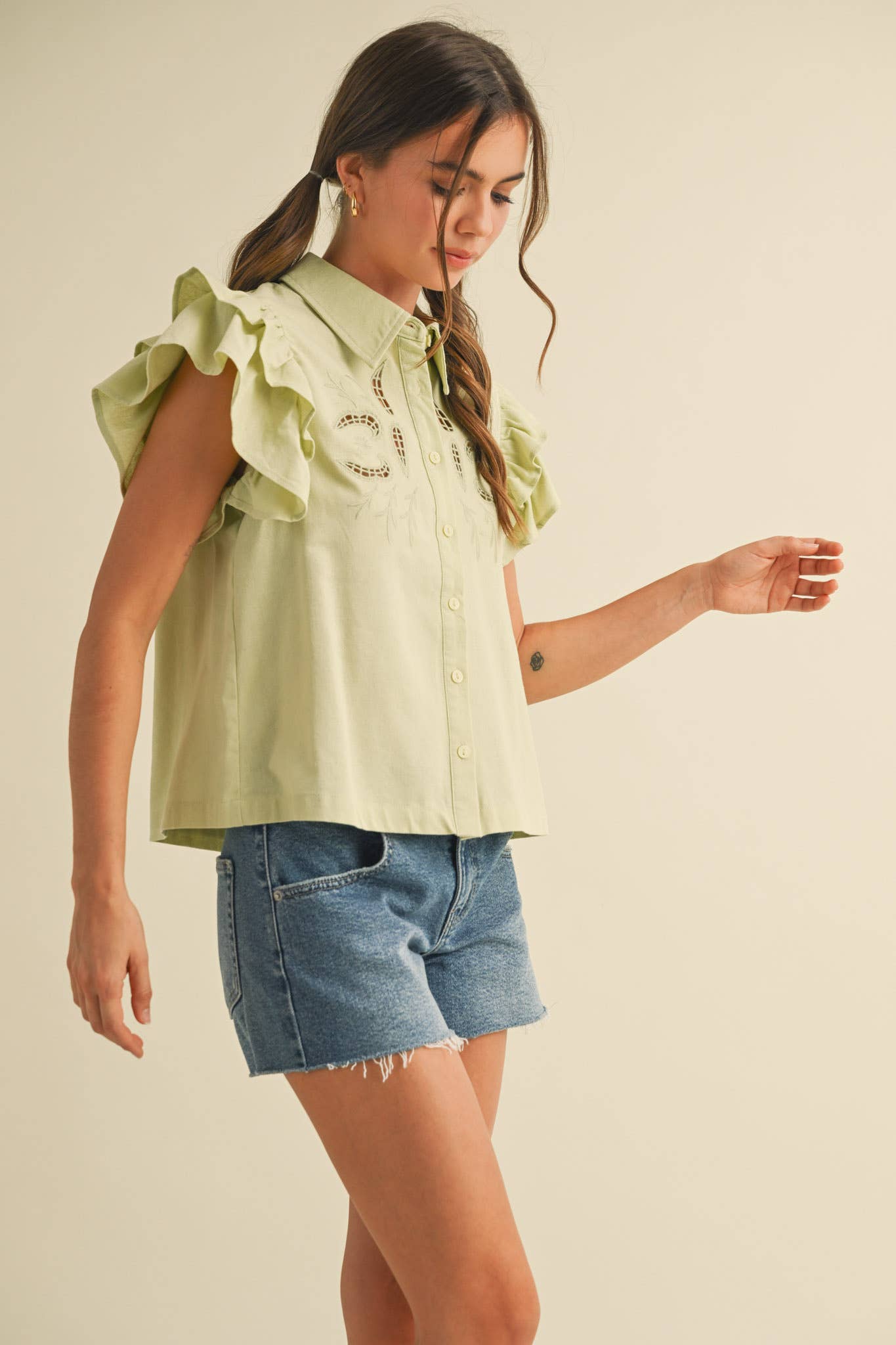 EMBROIDERED Lime Cut Out
