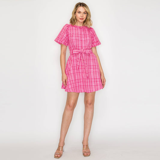 Pretty Pink Checker Mini Dress