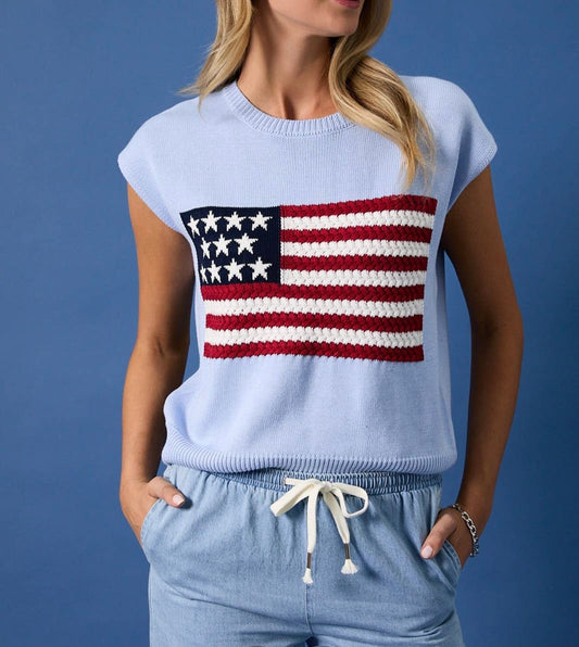 USA Flag Wide Shoulder Sweater Top