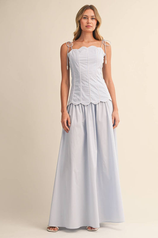 SCALLOPED EDGE TOP &MAXI SKIRT