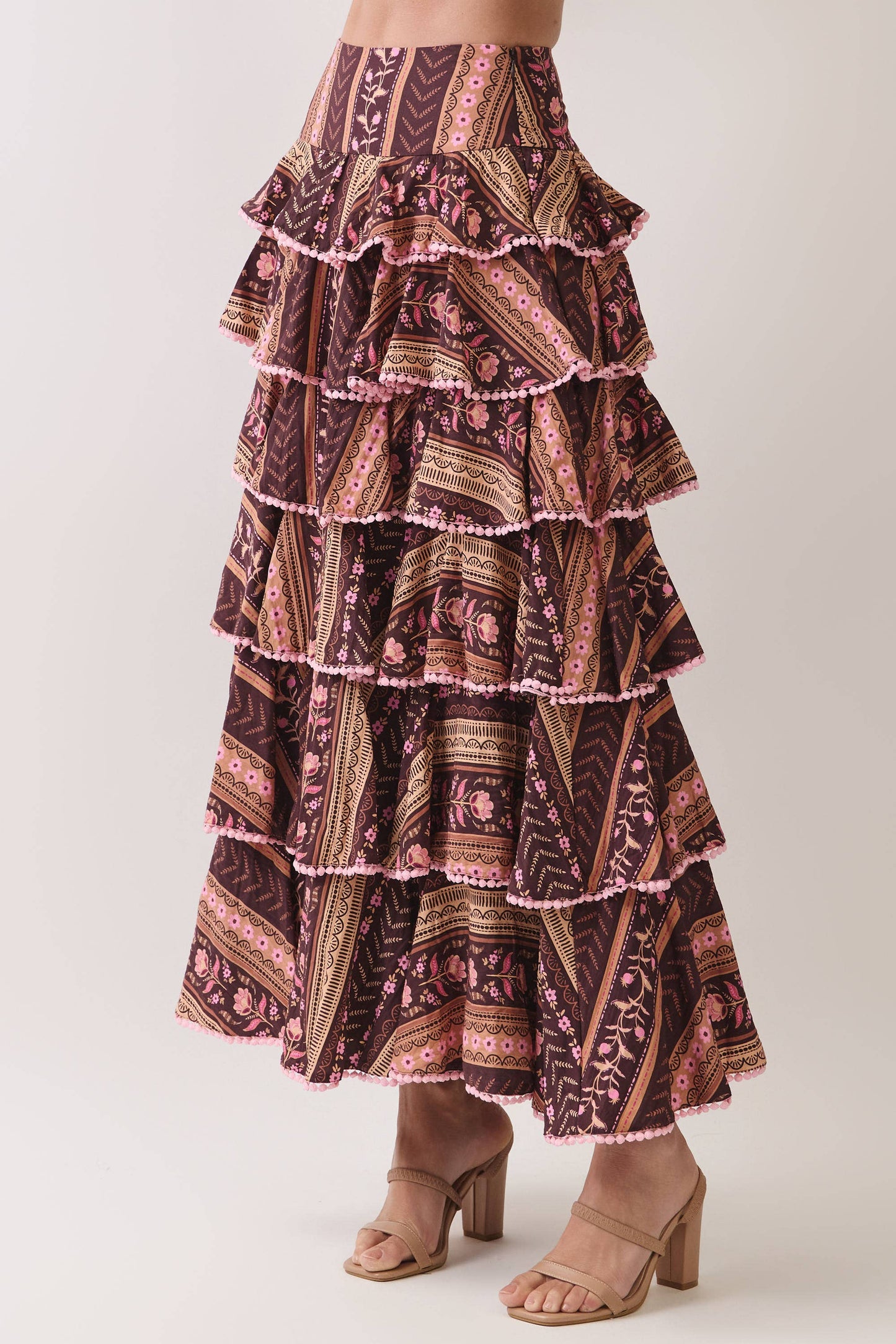 Floral Ruffle Maxi Skirt