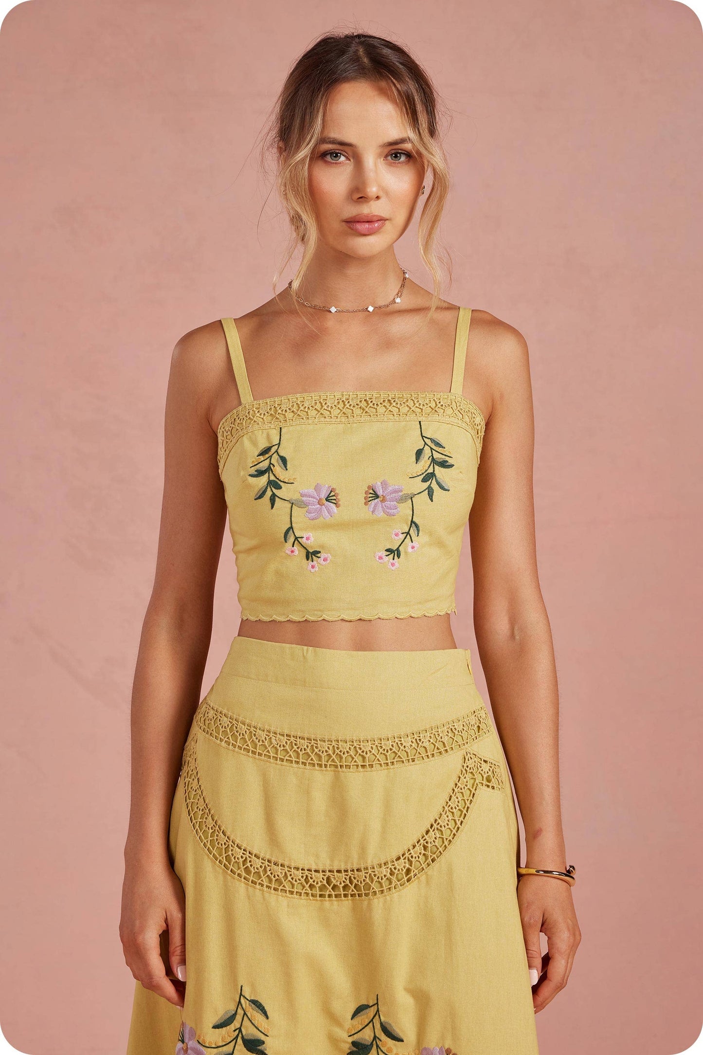Embroidered Floral Lace Detail  Set