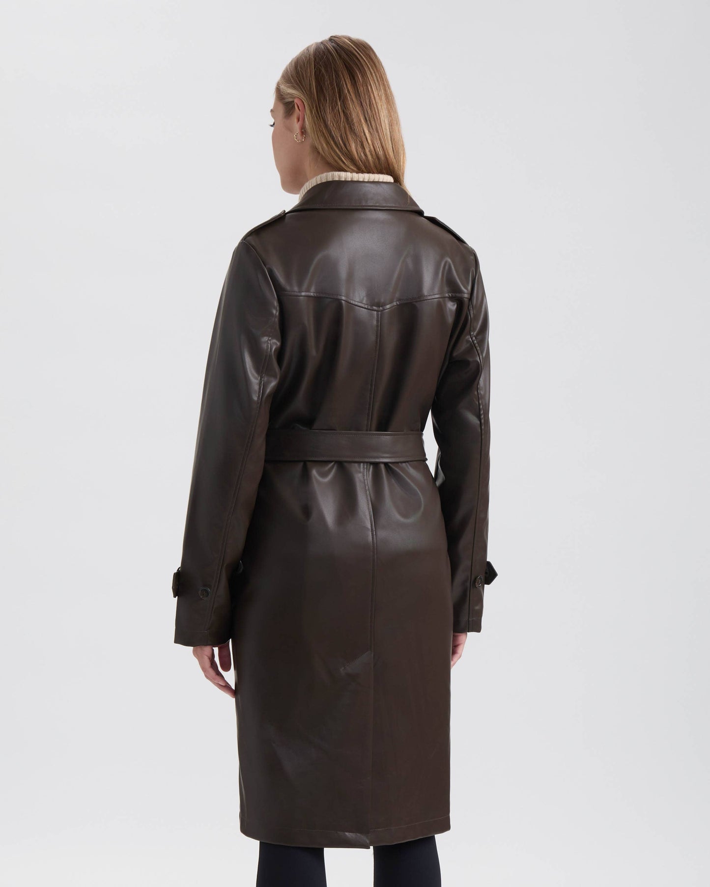 Vegan Leather Belted Trench