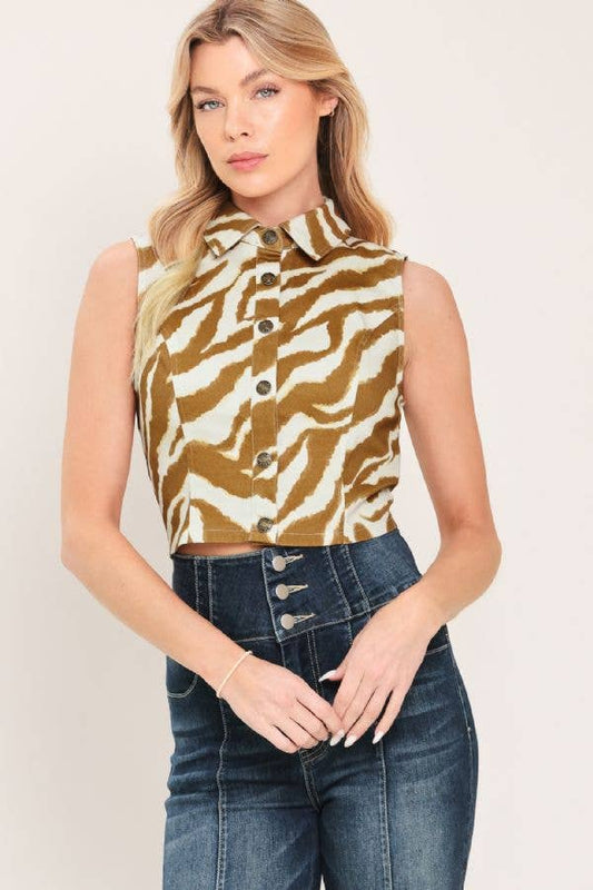 Printed woven crop top