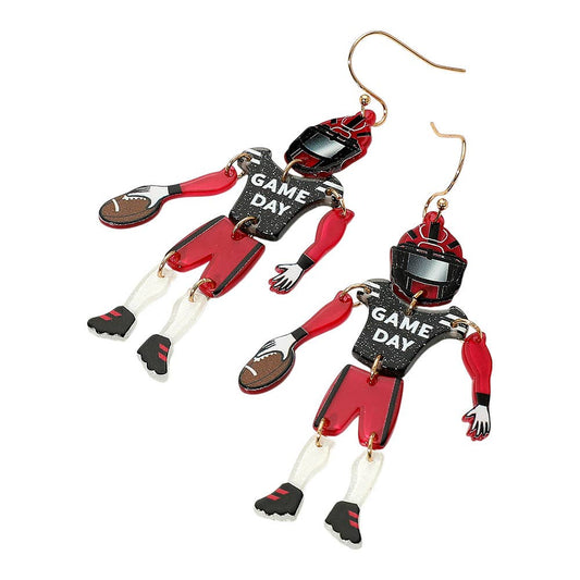 Resin GAME DAY Football Player Dangle Earrings