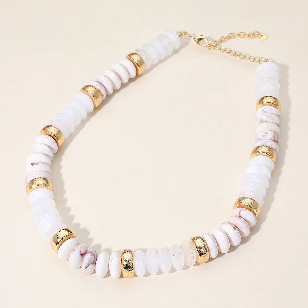 Chunky Resin Disc Beaded Necklace