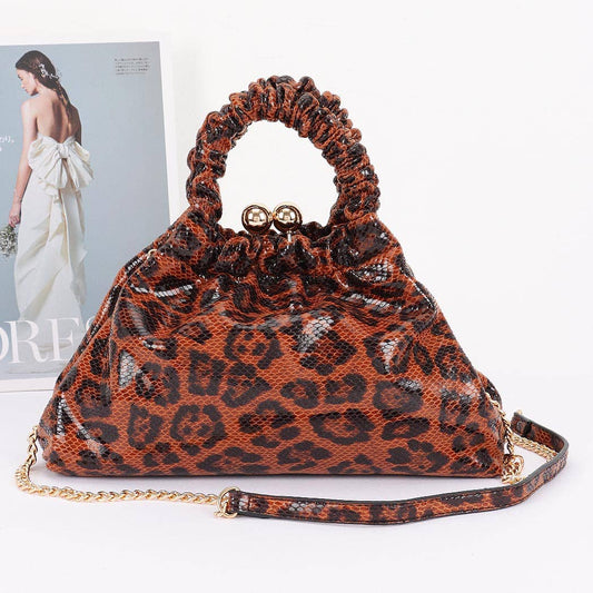 Faux Leather Metal Frame Bag