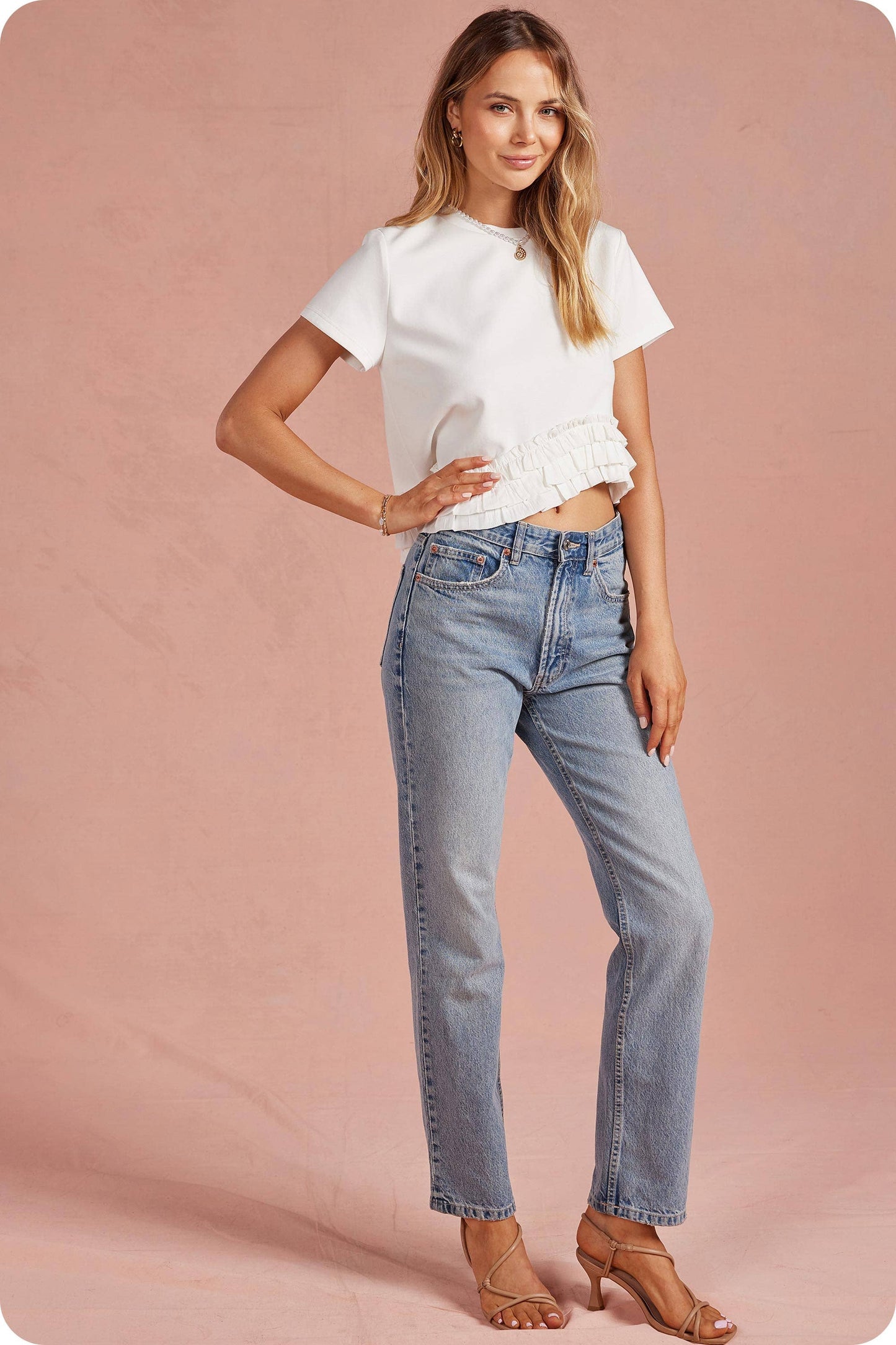 Ruffle Frill Asym Tee Top