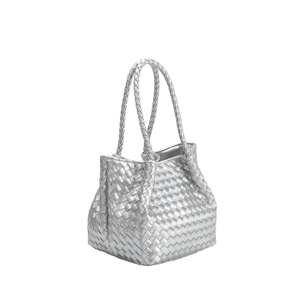 Anahi Silver Recycled Vegan Top Handle Bag