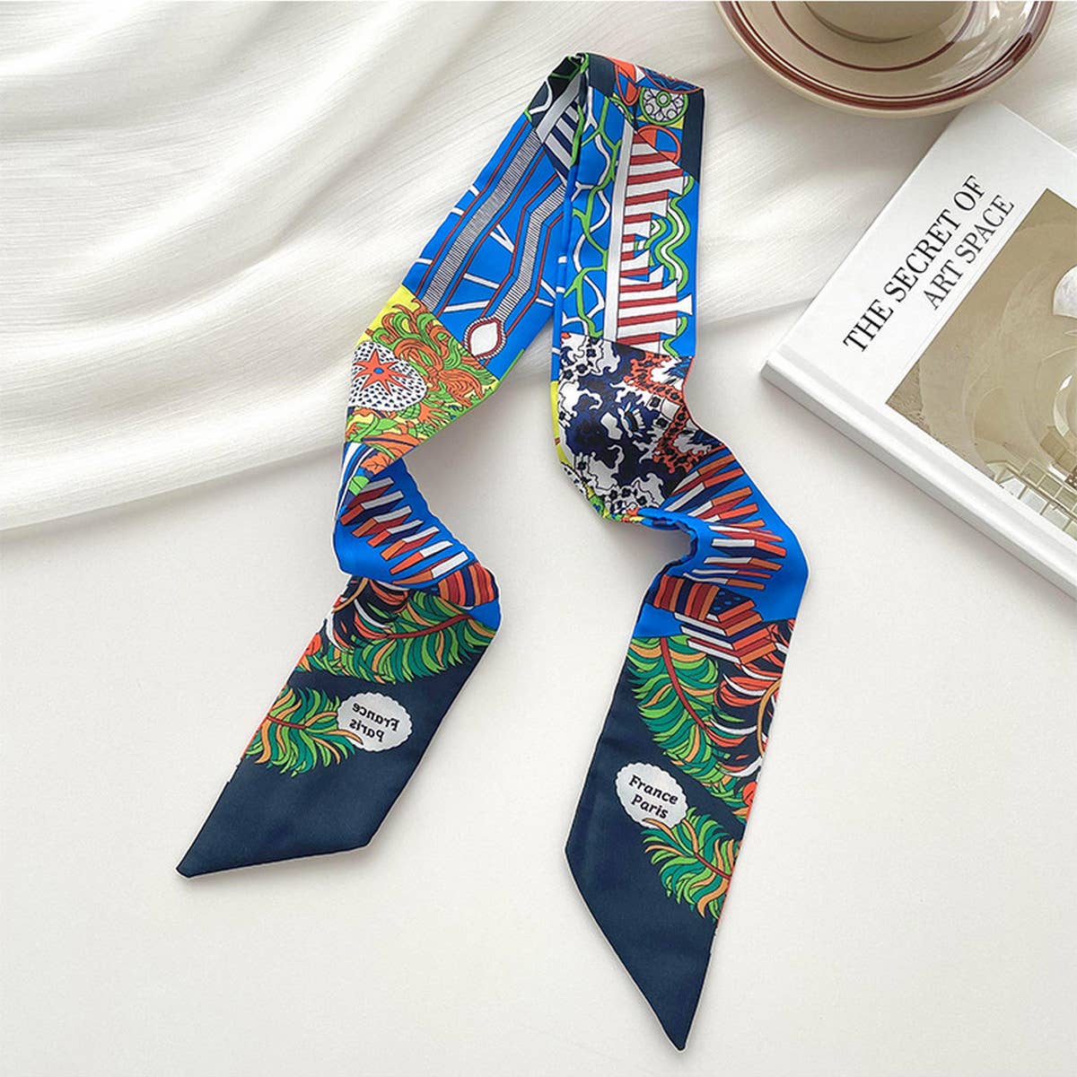 RETRO LONG TIE BAG HANDLE RIBBON SCARCF