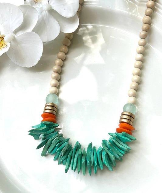 Turquoise and orange Statement Necklace