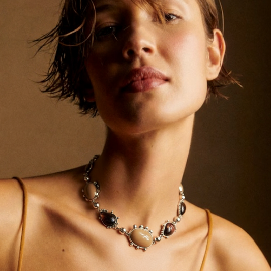 Boho Carmel Collar Cabochon Necklace