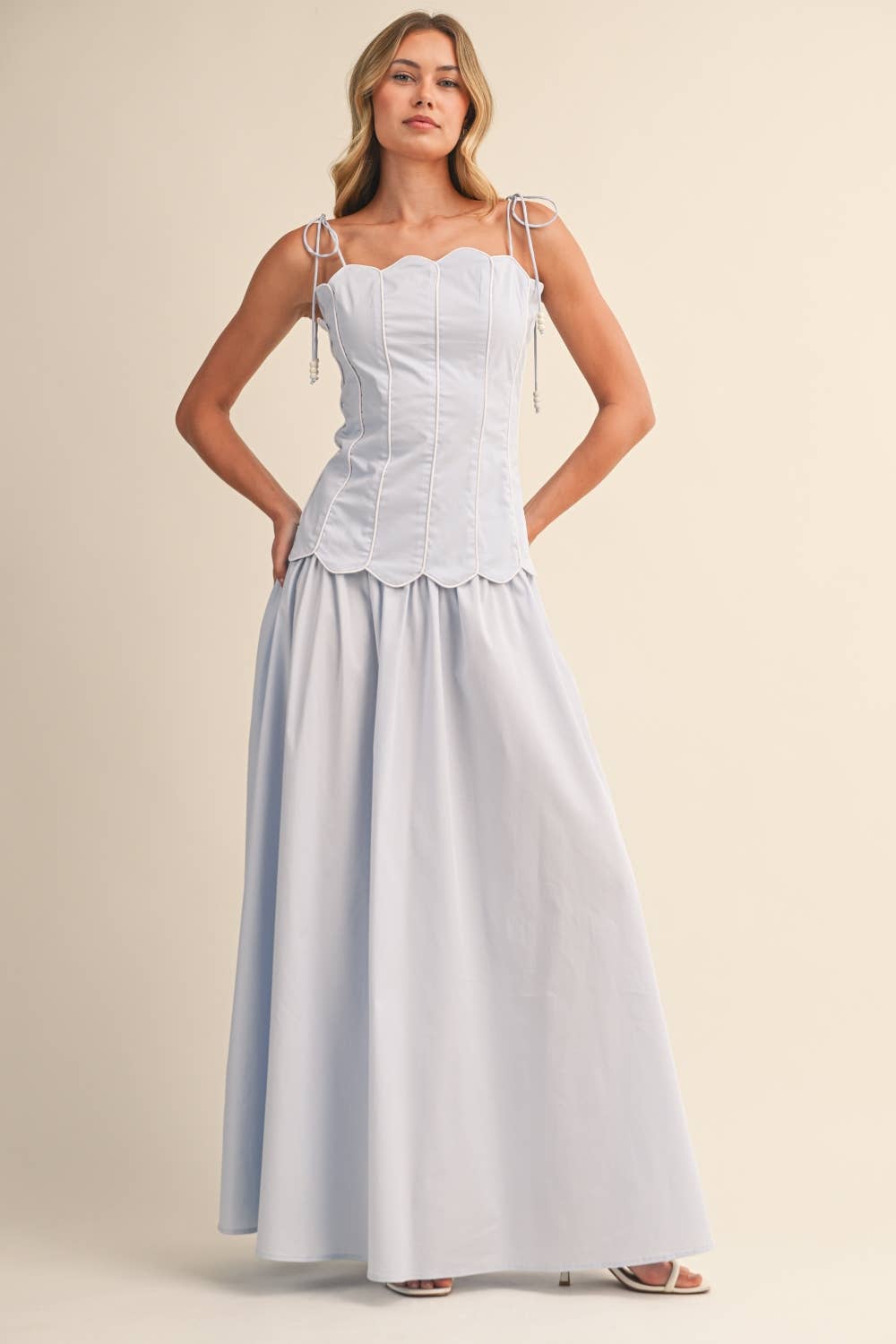 SCALLOPED EDGE TOP &MAXI SKIRT