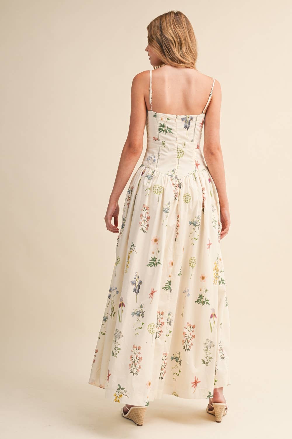 FLORAL PRINTED DROP WAIST MAXI
