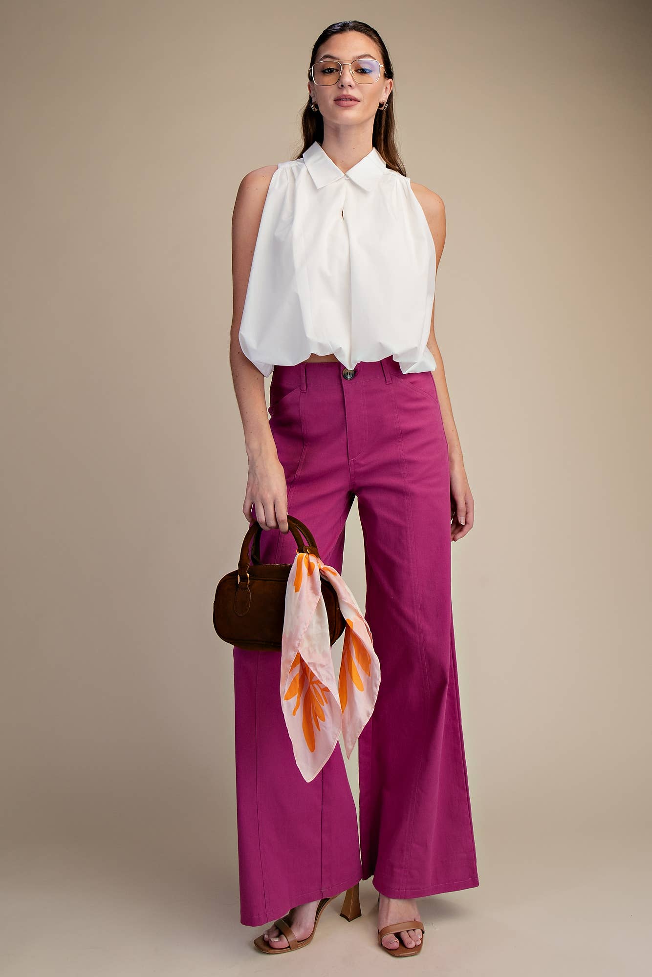 Bubble Hem Sleeveless Shirt Top