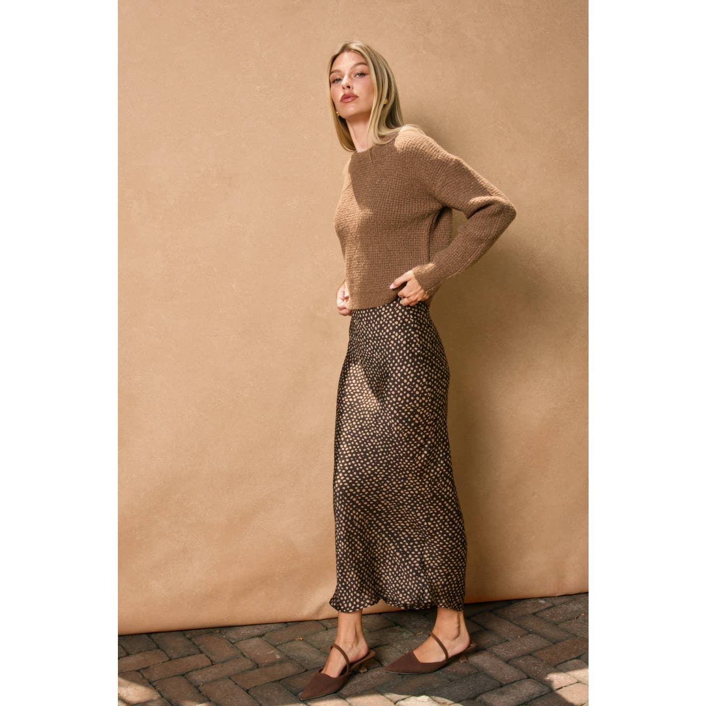 Smoke and Sand Pull On Maxi Skirt