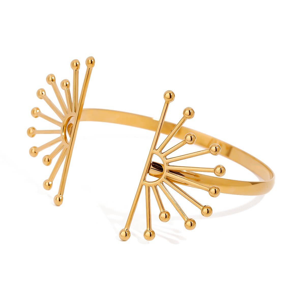 Bold 18K Gold Flower Cuff Bracelet