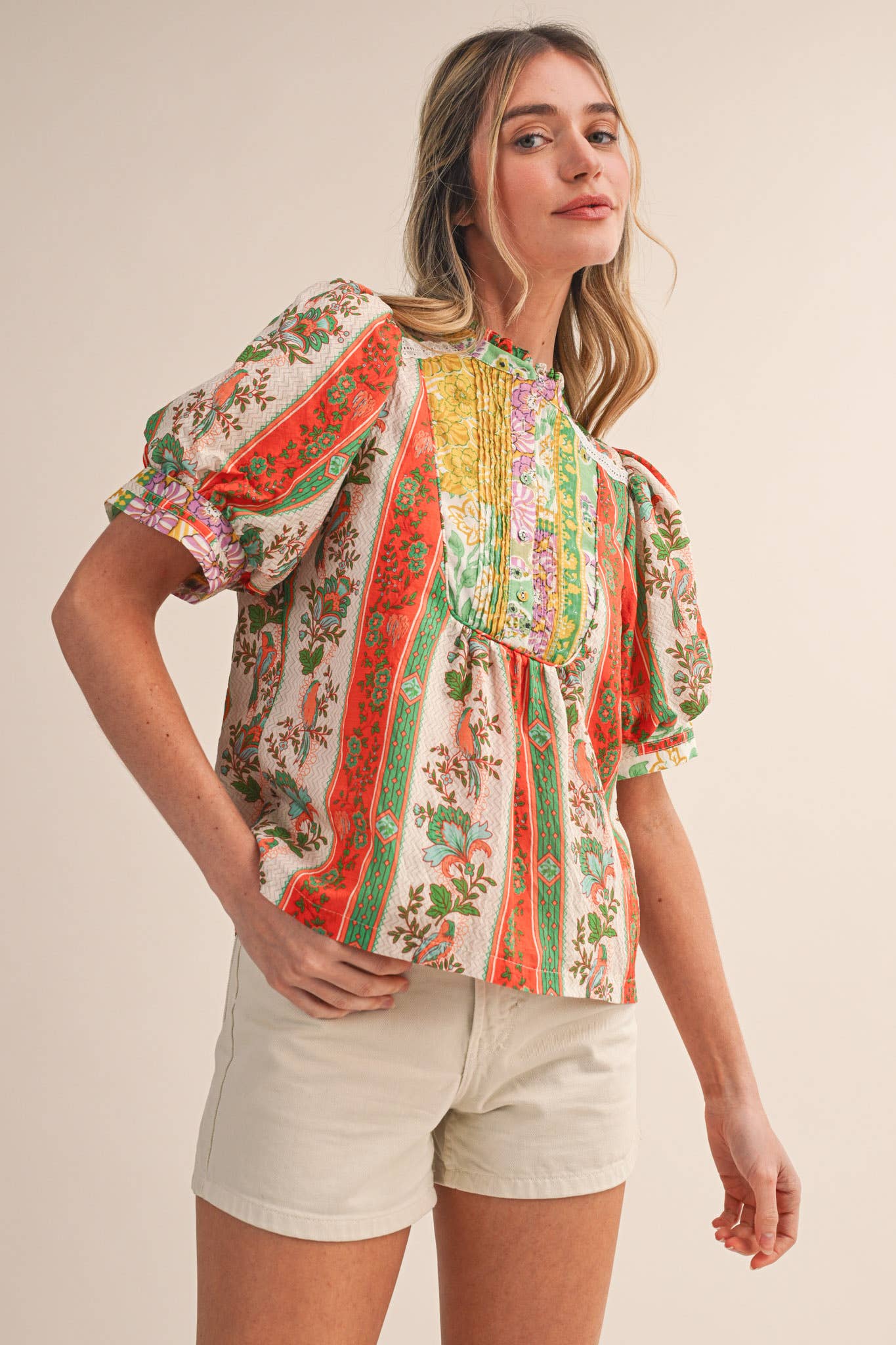 PIN TUCK BIB TOP