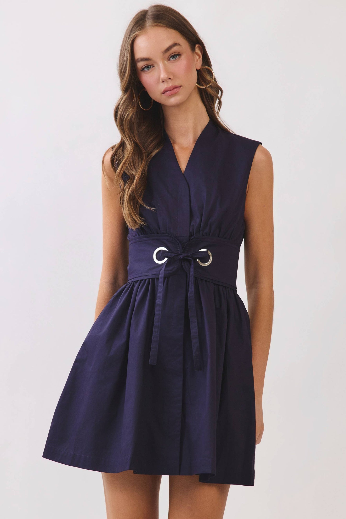 Fit and Flare Waist Belt Mini Dress