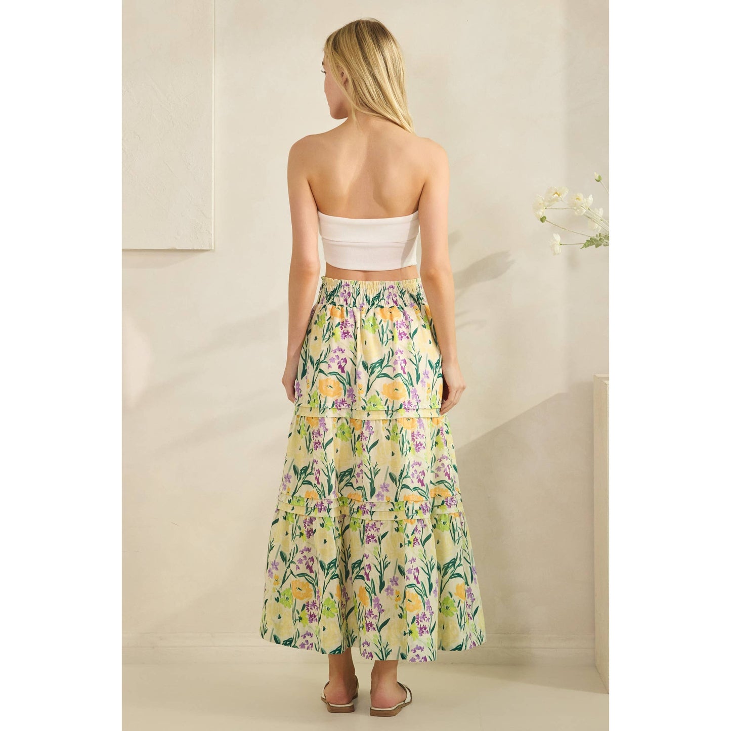 Citrus Green Tiered Maxi Skirtl