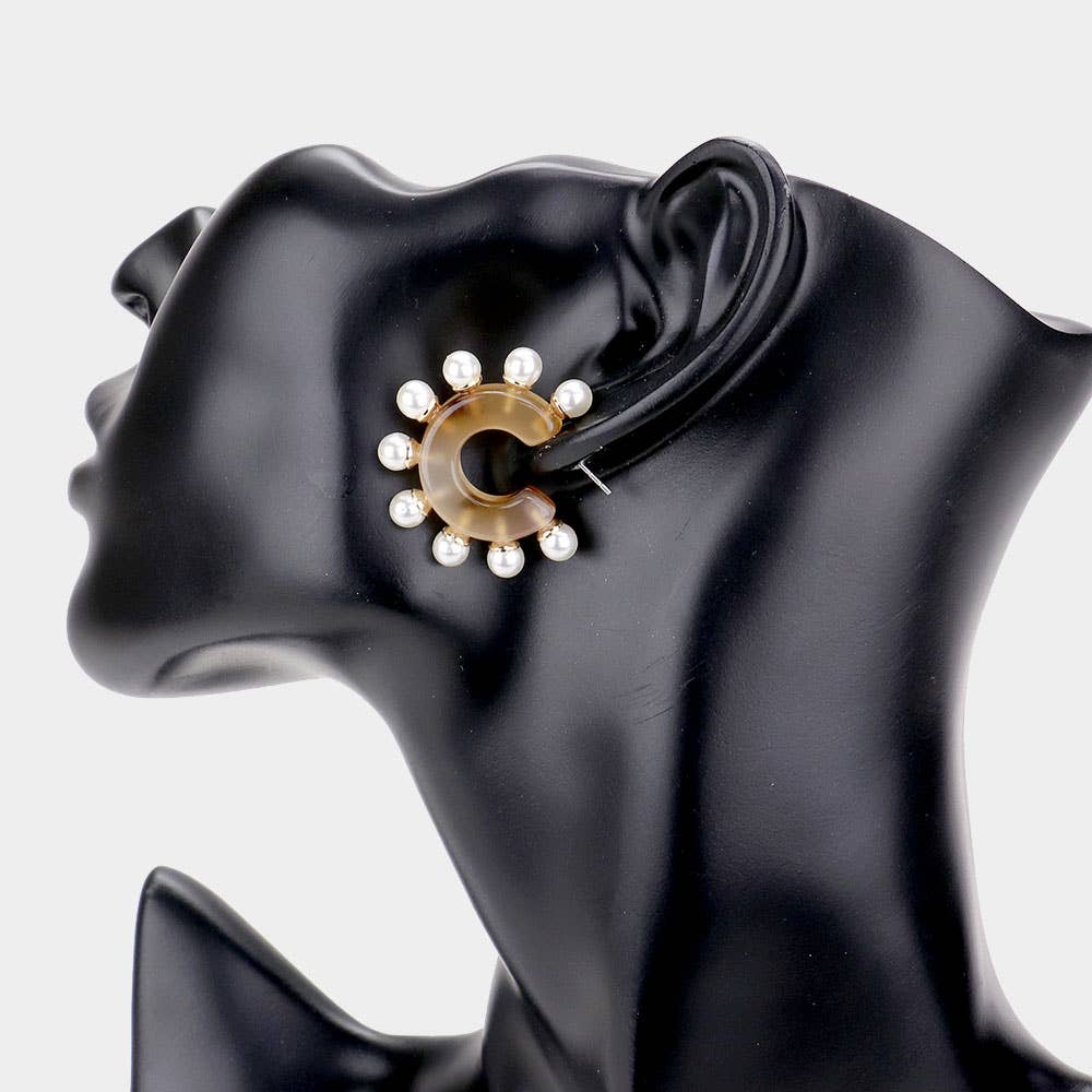 Half Hoop Pearl Earrings