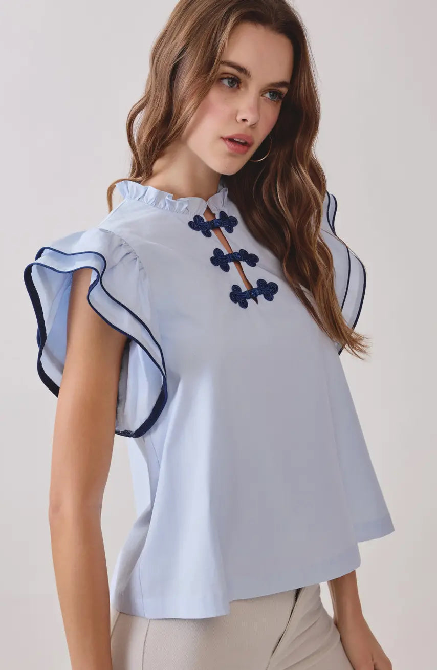 Ruffle Layered Piping Top