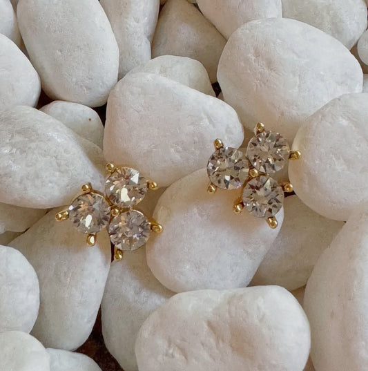 Trio Crystal Stud Earrings