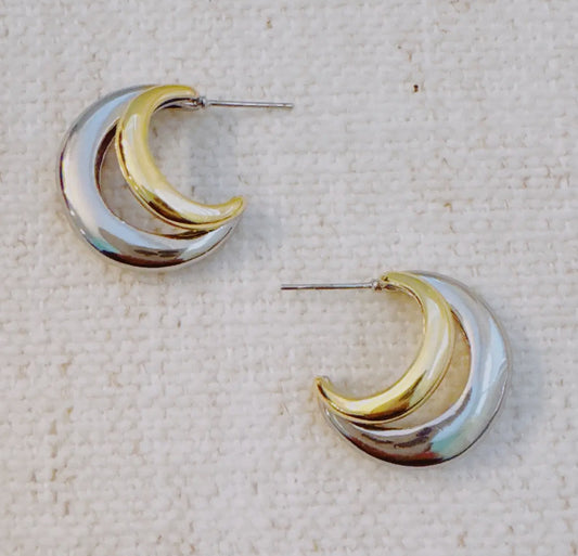 Small Two Toned Hoop Earrings