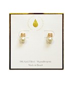 Gold Pearl wrap dangle earrings