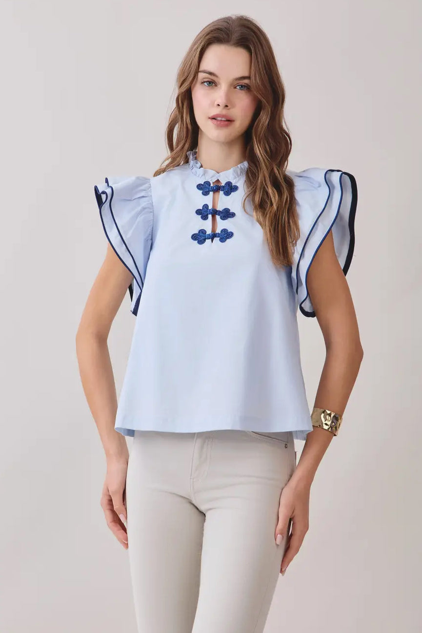 Ruffle Layered Piping Top