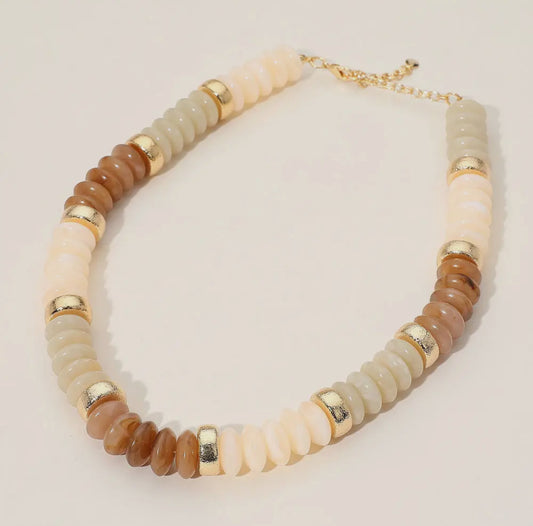 Chunky Resin Disc Beaded Necklace