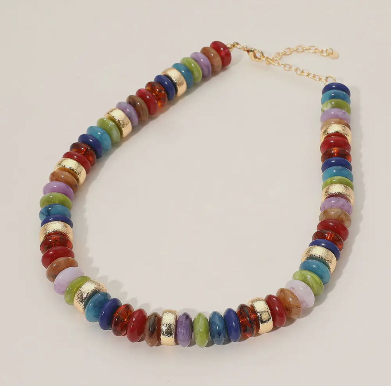 Chunky Resin Disc Beaded Necklace